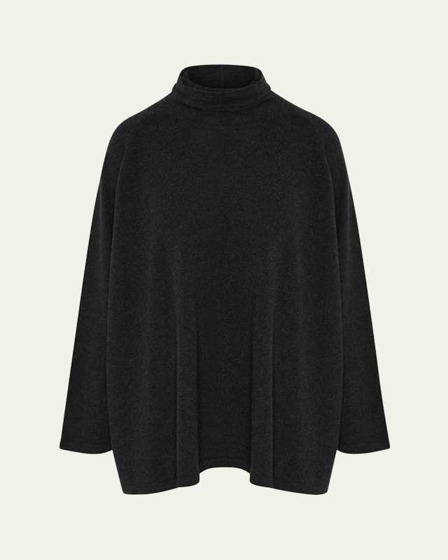 Raglan-Sleeve Scrunch-Neck Sweater (Long Length)